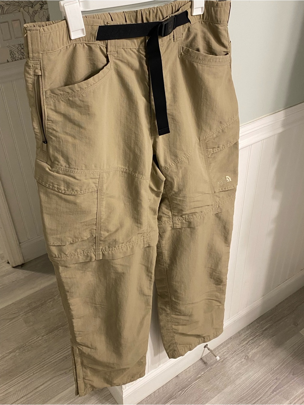 The North Face Men's Khaki Cargo Pants with Black Belt